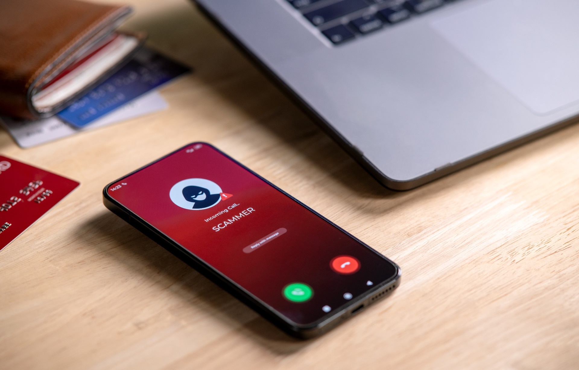 A phone receiving a scam call.